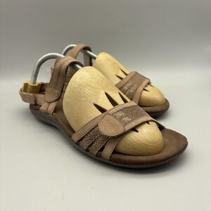 Abeo Brynn Sandals Womens Size 8.5 Brown Leather Slingback Wedge Comfort Shoes